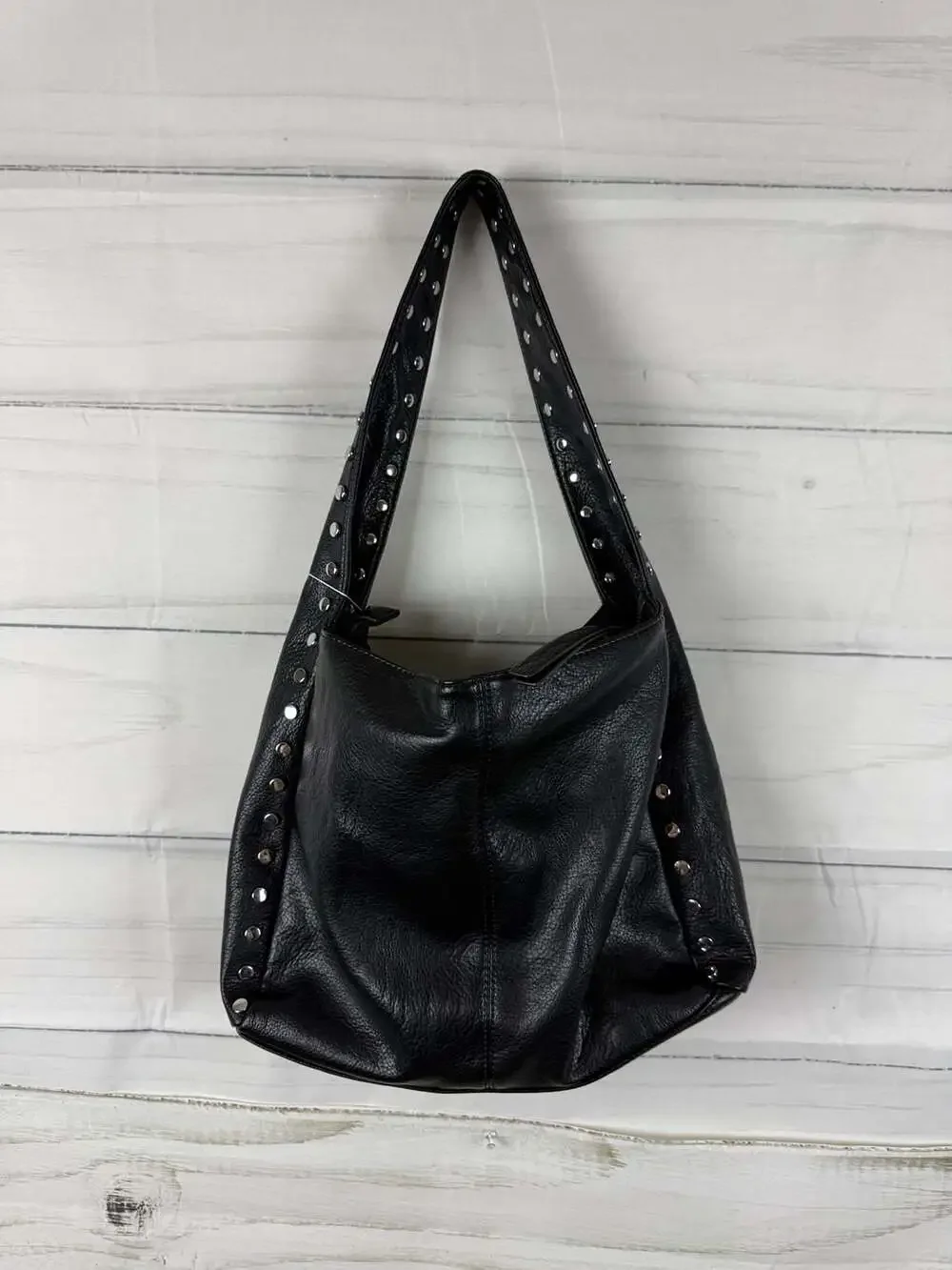Moda Luxe Misty Studded Black Hobo Shoulder Bag Faux Leather
